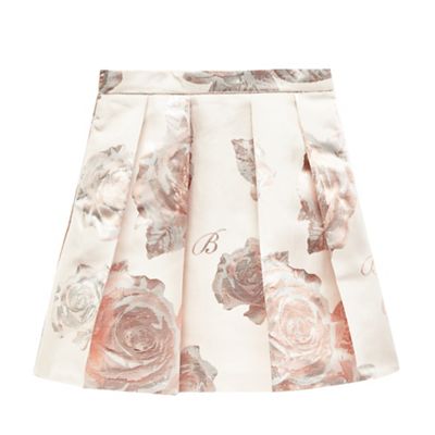 Baker by Ted Baker Girls' pink floral foil-effect pleated skirt